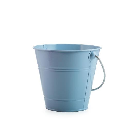 Main image of Light Blue Ribbed Metal Bucket